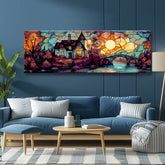 Painting by Numbers Panoramic House on River  Bridge Tiffany Style